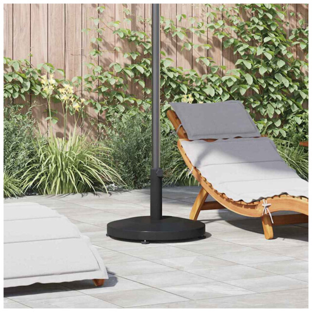 Parasol Base Black Steel 48x48x32cm Round Modern Stable Outdoor Stand