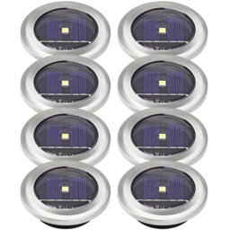 8 X White Led Solar Powered Decking Deck Lights Garden Patio Driveway