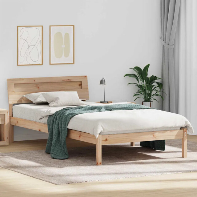 Bed Frame With Headboard Brown 90 X 190 Cm Solid Pine Wood Vidaxl