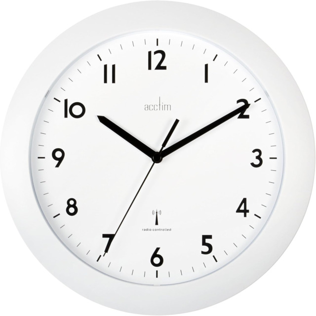 Acctim Cadiz Rc Wall Clock 25.5cm White 74132, 25 Cm L X 25 Cm W