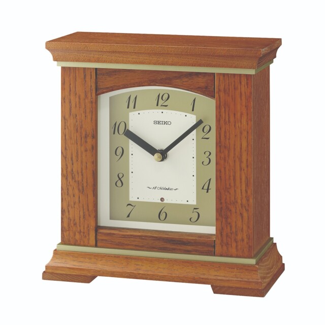 Seiko Oak Wood Finish Musical Battery Mantel Clock Qxw249b