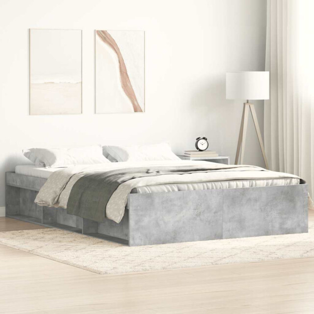 Storage Bed Frame Concrete Grey 120x190cm Engineered Wood Pine 6