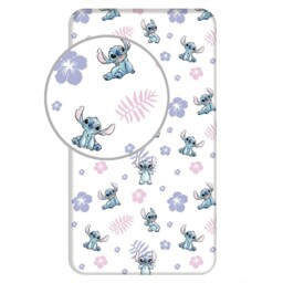 Lilo And Stitch Single Fitted Sheet 100% Cotton White Floral Kids
