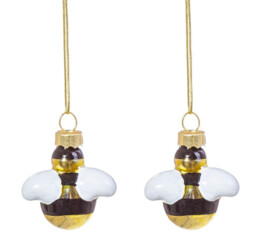 Sass & Belle Mini Bee Yellow Black Striped Shaped Bauble Hanging Tree