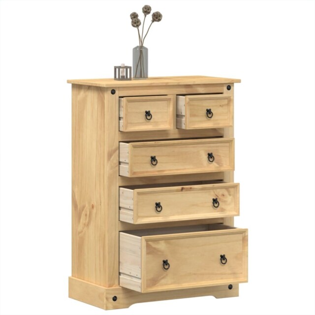 Chest Of Drawers Corona 80x43x114 Cm Solid Wood Pine