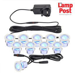 Set Of 10 X 30mm Ip44 Led Blue Green Decking Plinth Kit Lights Saxby