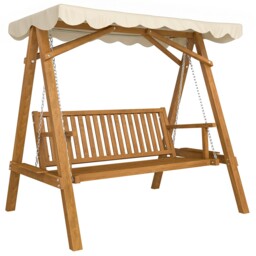 Outsunny 2 Seater Garden Swing Seat With Canopy, Cream White