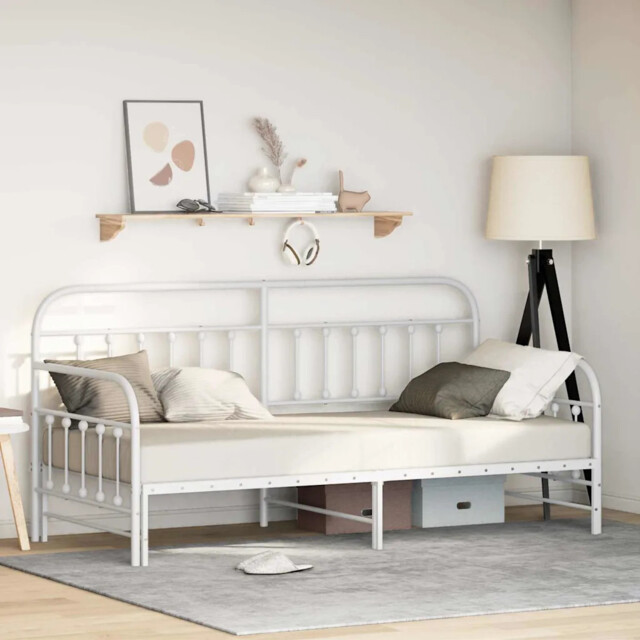Daybed Frame With Headboard White 90 X 200 Cm Steel Vidaxl