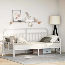 Daybed Frame With Headboard White 90 X 200 Cm Steel Vidaxl