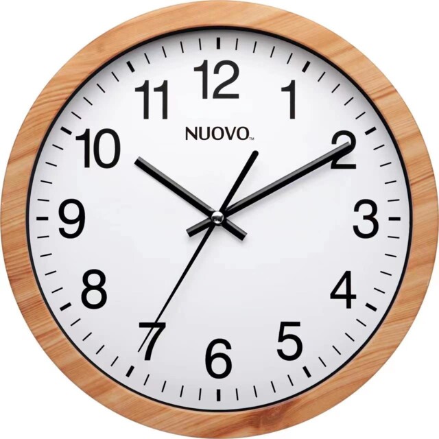 "Nuovo 10"" Wood Grain Round Wall Clock Silent And Not Tickling Vintage"
