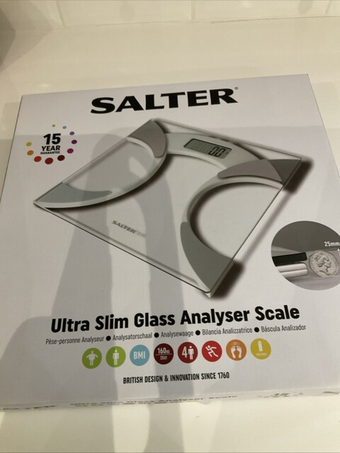 Salter 9141 Wh3r Ultra Slim Analyser Body Fat Bathroom Scales - Glass