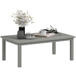 Outsunny Aluminium Outdoor Coffee Table Patio Table With Slat Top,