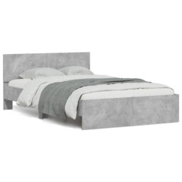 Bed Frame With Headboard And Led Concrete Grey 140x200 Cm Vidaxl