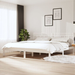 Bed Frame Brown Solid Pine Wood 160x200cm Slatted Headboard Minimal