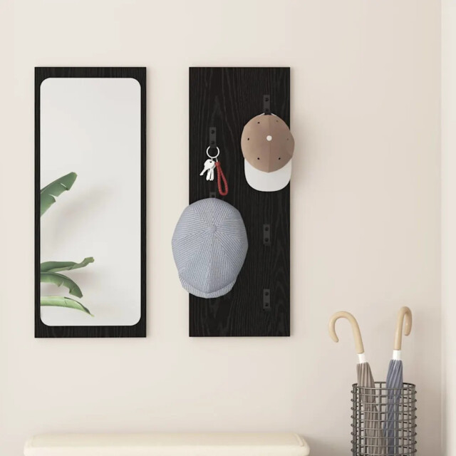 Wall-mounted Coat Rack Wall-mounted Black Oak 30 X 1.5 X 80 Cm Vidaxl
