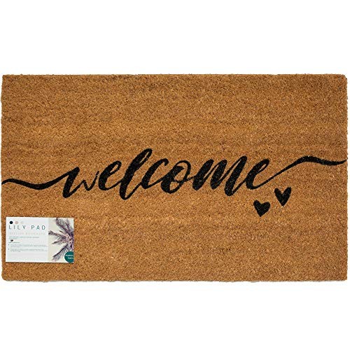 Welcome Door Mat - Large Coir Doormat 75x45 Heavy Brown Doormat Size