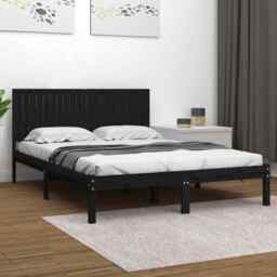 Bed Frame Black Solid Wood Pine 200x200 Cm Vidaxl