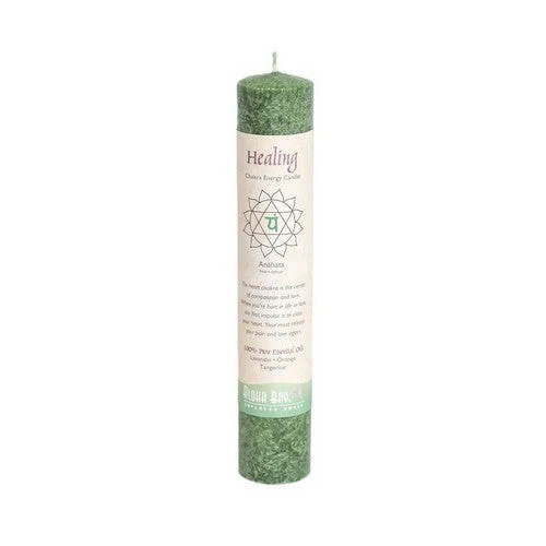 Chakra Pillar Candle 8-inch Green 11 Oz By Aloha Bay