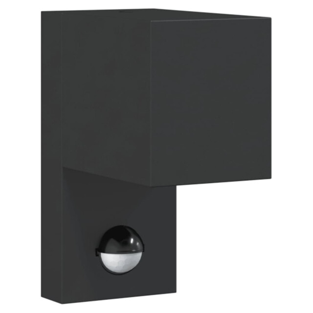 Outdoor Wall Light Black Die-cast Aluminium Glass Pir Sensor 7x12x15cm