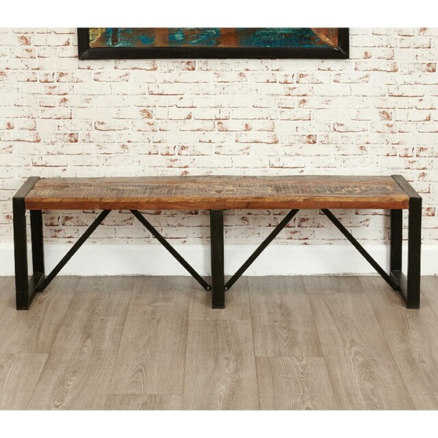 Reclaimed Large Dining Bench Urban Chic Rustic Wood Seating For