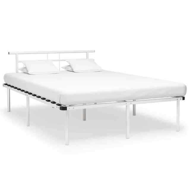 Bed Frame White Metal 140x200 Cm Vidaxl