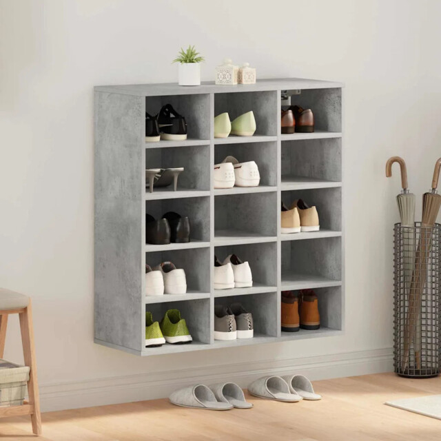 Shoe Cabinet Concrete Grey 77.5 X 30 X 83.5 Cm Engineered Wood Vidaxl