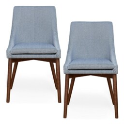 Grey Open Dining Chairs With Walnut Legs (x2)