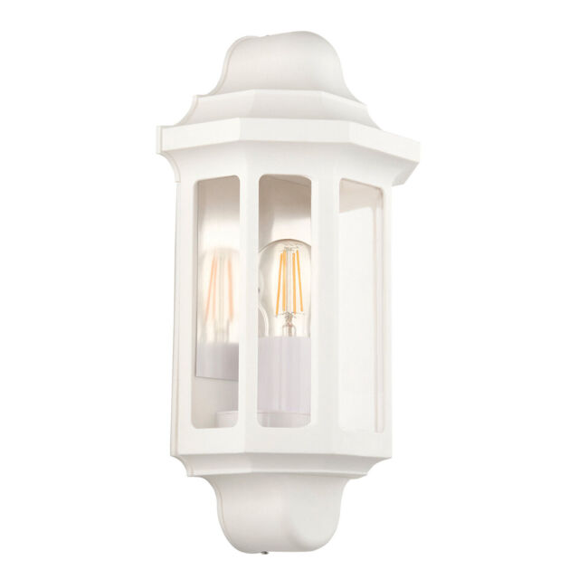 Lap Outdoor Half Lantern Wall Light Matt White Ip44 Led