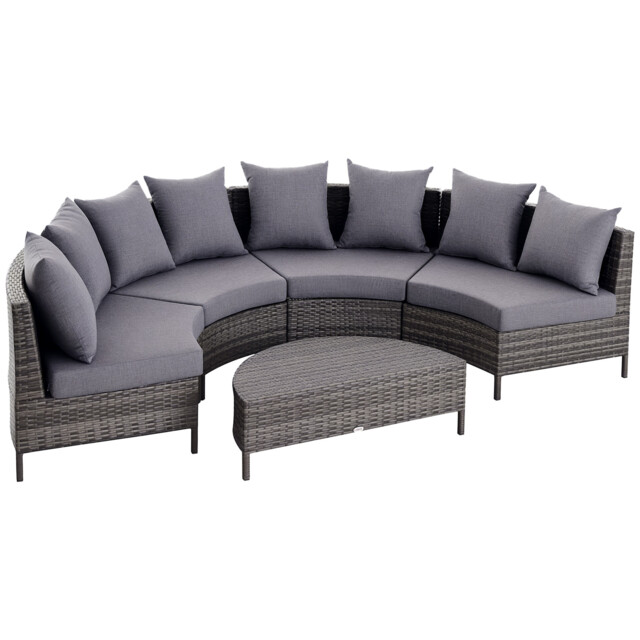 Outsunny 5pcs Garden Rattan Wicker Sofa Outdoor Patio Furniture Set W/