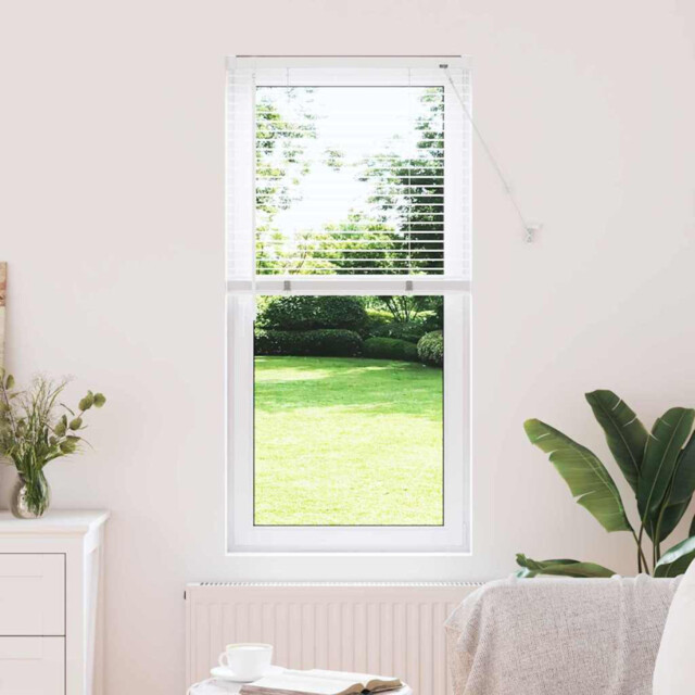 Venetian Blinds White 130x60 Cm Aluminium Height-adjustable Slats Uv