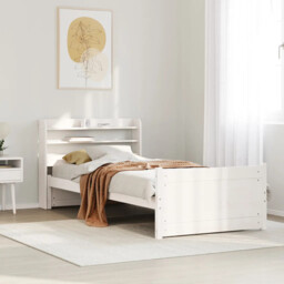 Bed Frame With Headboard Without Mattress White 90x190 Cm Single