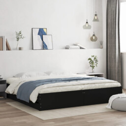 Bed Frame Black 200x200 Cm Engineered Wood Storage Platform With 6