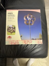 Aries Modern Metal Solar Powered Garden Wind Spinner Led Colour Change
