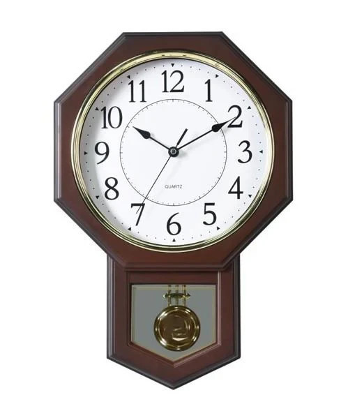 Amplus Hexagon Pendulum Wall Clock-wood Brown-pw302 Quartz