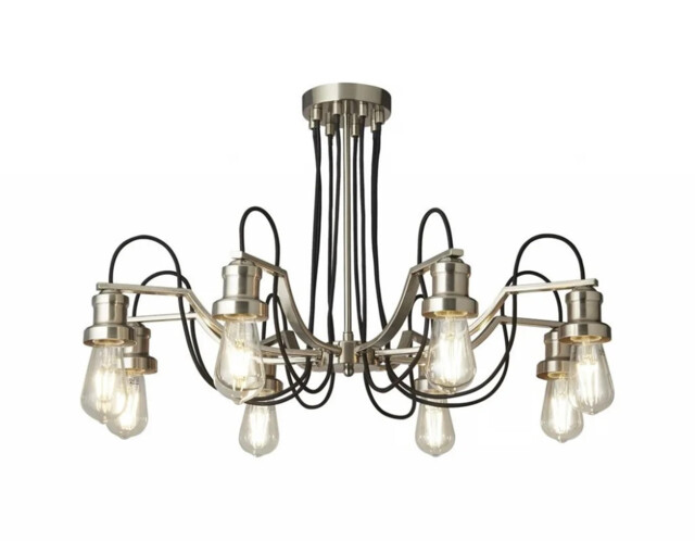 Ceiling Light Silver T Olivia 8 Chandelier Chrome Black Cables