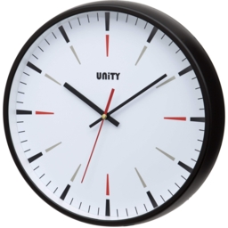 Silent Sweep 32cm Wall Clock With Modern Baton Dial In Black By Unity