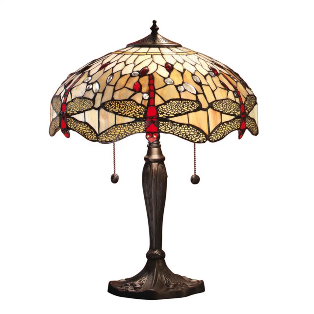 Tiffany Table Light Floor Bronze Dragonfly Beige 2 Dark 410mm
