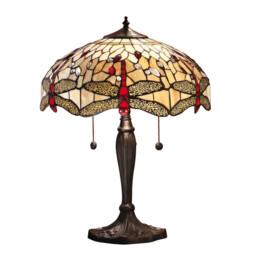 Tiffany Table Light Floor Bronze Dragonfly Beige 2 Dark 410mm