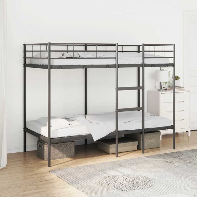 Bunk Bed Without Mattress Black 90x190 Cm Single Steel Vidaxl