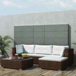 5 Piece Garden Lounge Set With Cushions Poly Rattan Brown Vidaxl