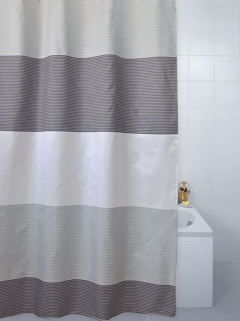 Blue Canyon Shower Curtain - Polyester - Horizon White, Grey & Black -