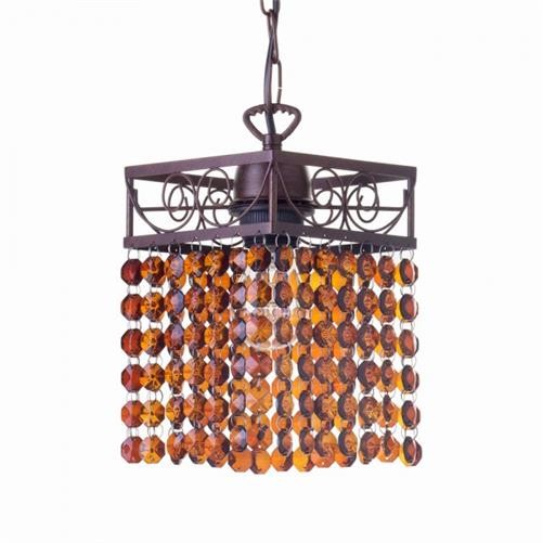 Litecraft Flo Ceiling Pendant Brown, Amber Crystal Effect E27 1 Light