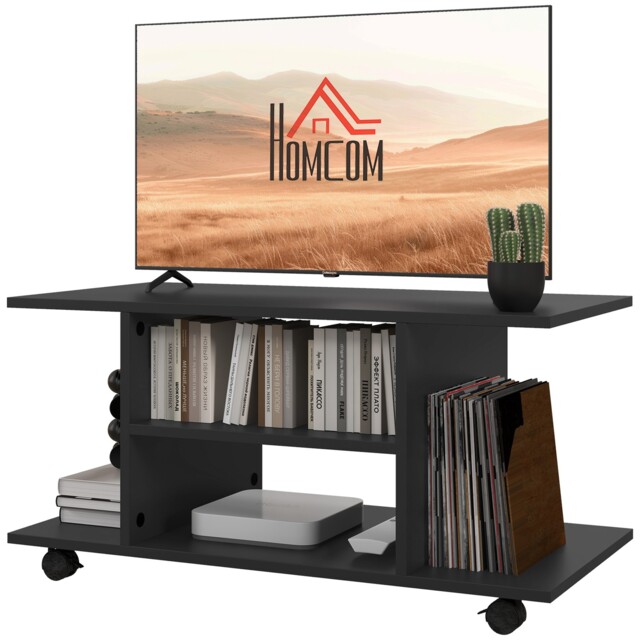 Homcom Modern Tv Cabinet Stand 3 Tier Shelf Storage Shelves Mobile
