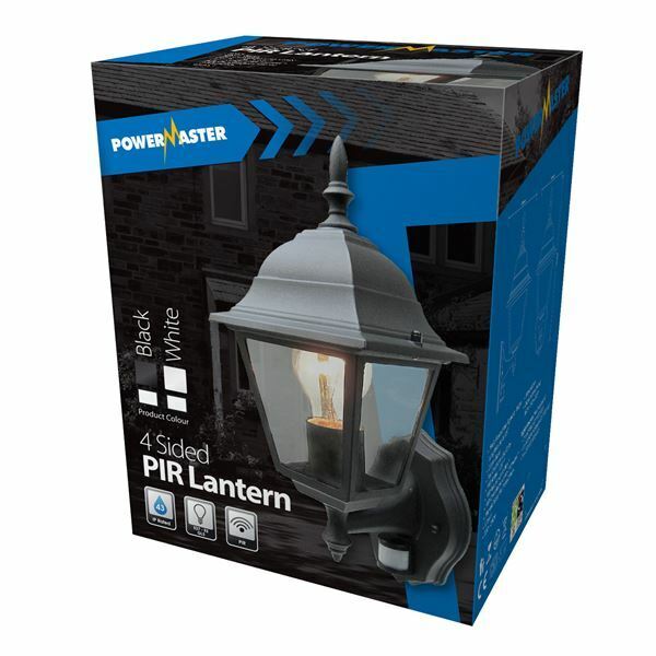 Outdoor 4, 6 Sided Black Or White Wall Lantern Security Light Complete