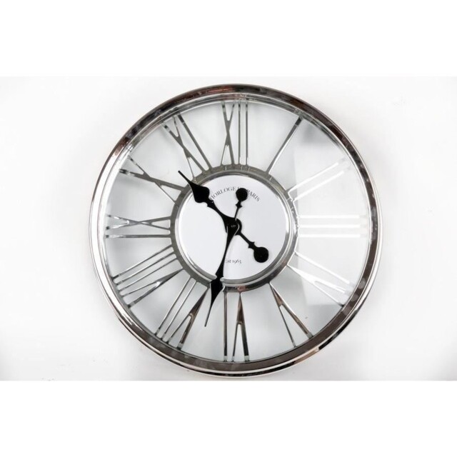 45cm Silver Plastic Cut Out Wall Clock Roman Numbers Home Office