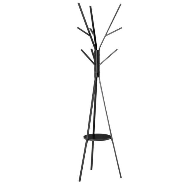 Homcom 180cm Free Standing Coat Rack Metal Shelf Holder Stand Hat