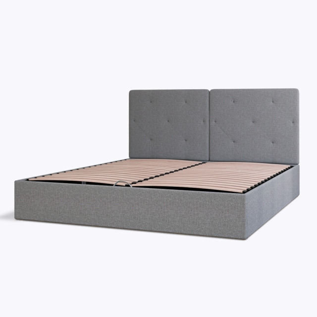 Emma Storage Ottoman Bed - Double 135 x 190cm - Dark Grey - Tufted Headboard