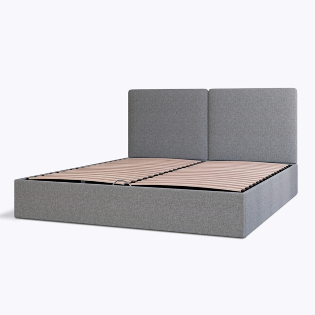 Emma Storage Ottoman Bed - Double 135 x 190cm - Dark Grey - Plain Headboard