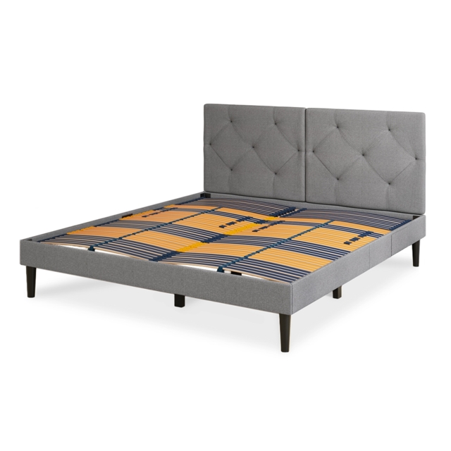 Emma Premium Signature Bed 150x200 - Dark Gray - Tufted Headboard