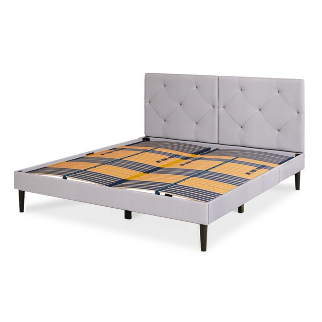 UK Emma Premium Signature Bed 150x200 - Light Gray - Tufted Headboard